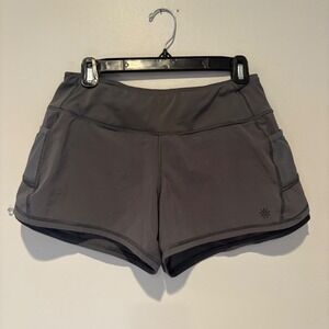 Athleta Running Shorts Classic Retro EUC XS Gray Cargo Side Pockets Lined Active